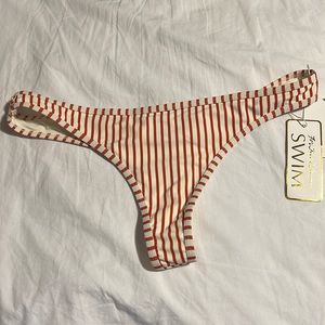 NWT For Love & Lemons Orange and White Striped Thong Bikini Bottoms